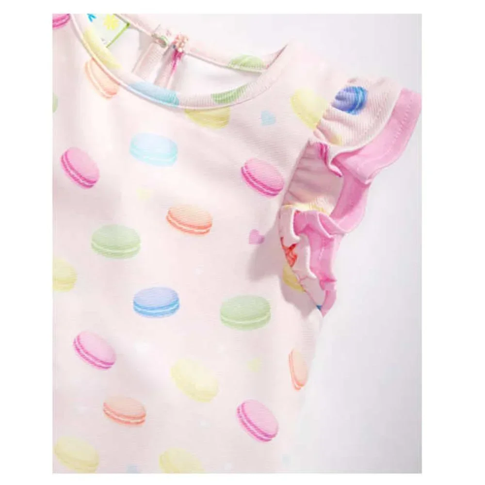 Samara Macaron Print Dress w/ Satin Ribbon 18 Months